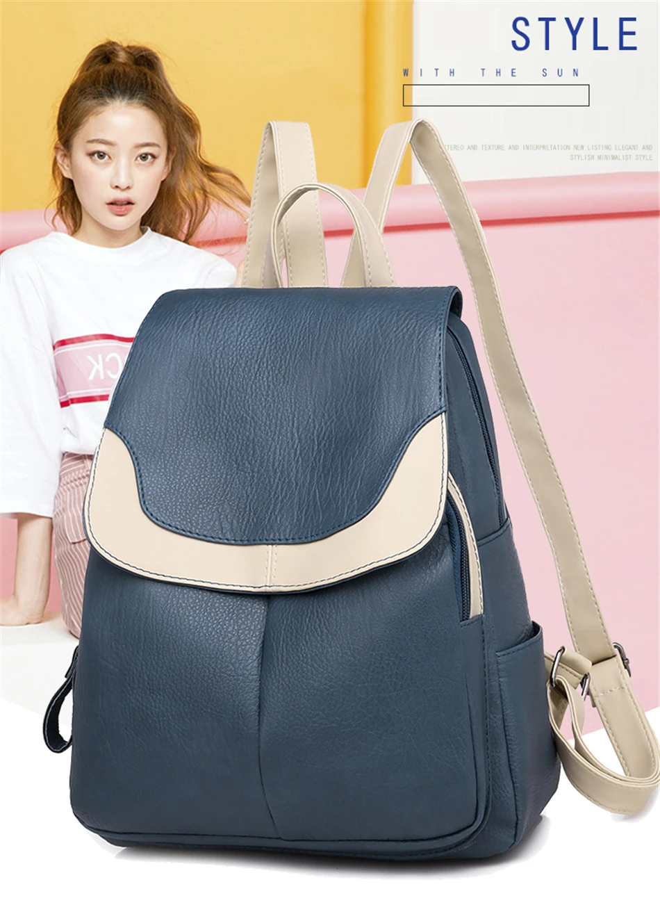Простой женский рюкзак высокого качества, мягкая кожаная сумка, повседневная школьная сумка в студенческом стиле для девочек-подростков, Mochila Feminina