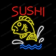 Суши рыба японская морская еда неоновая вывеска на заказ ручной работы из настоящего стекла трубка Ресторан реклама украшения дисплей неоновые вывески 2" X 24"