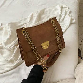 

Retro Frosted Women's Shoulder Bags Large Capacity Metal Chain Crossbody Bags For Designer Famous Brand Women Messenger Bags Sac