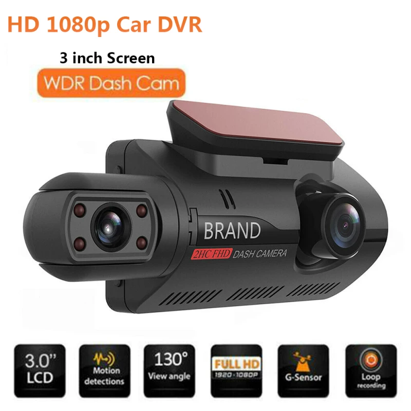 Автомобильный видеорегистратор с двумя объективами 1080P акселерометром передняя