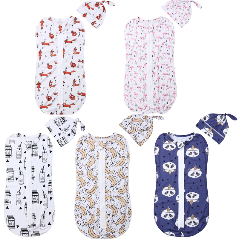 

2PCS Soft Baby Swaddle Muslin Blanket Newborn Zipper Wrap Swaddling Blanket