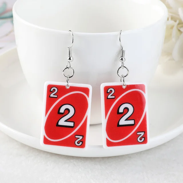 1Pair Drop Earrings  Magic Poker Game Card Crafts Dangle Acrylic Jewelry for Children and Woman 2