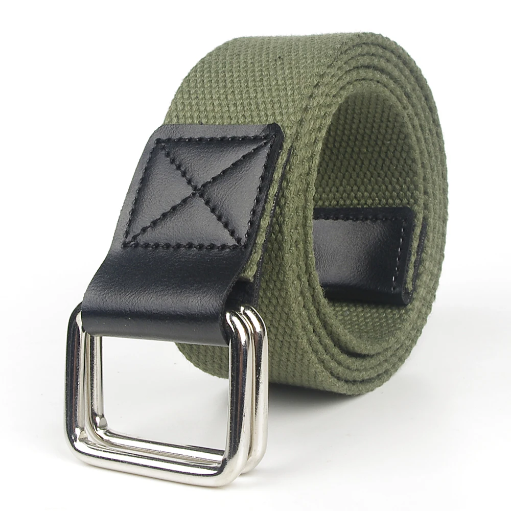 

Canvas Belt Women's Wide Simple Joker Double-ring Buckle Jeans with Young Men and Women Students Decorative Belt Tide Leisure