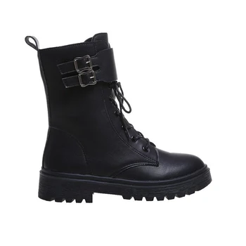 

Young Women's Mid-tube Leather Boots Female College Style Fashion Martin Boots Winter Anti-skid Warm Waterproof Outdoor Boots