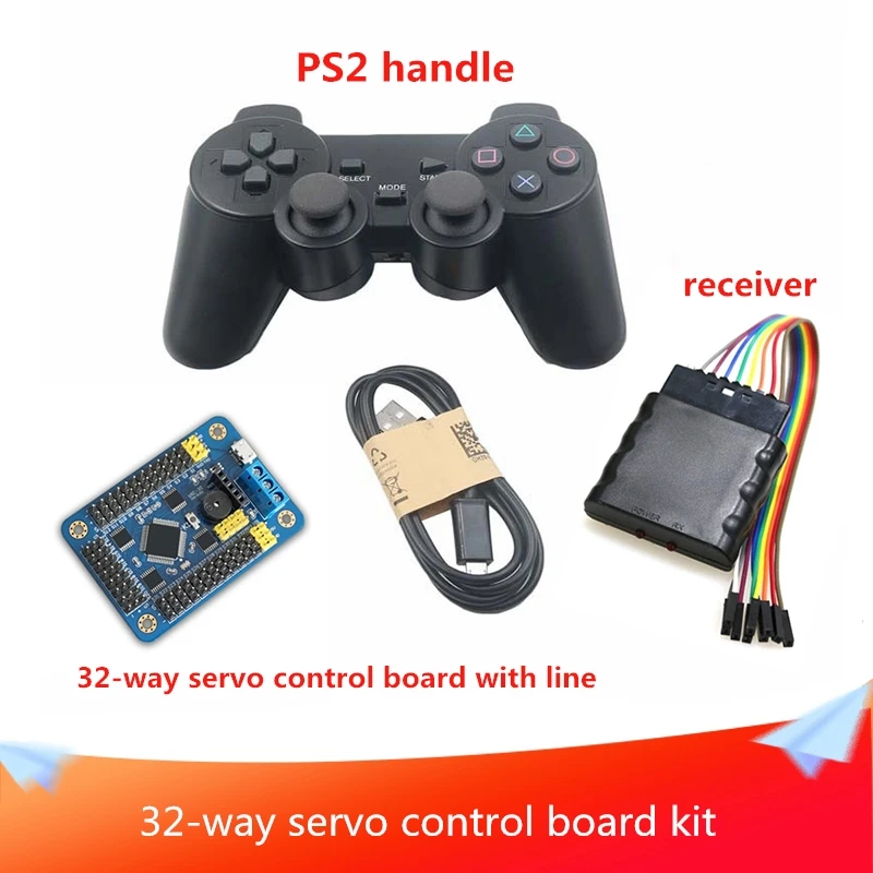 32way Servo Control Board Kit With Ps2 Handle+wireless Receiver+servo