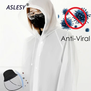 

Protection Suit Coat Transparent Raincoat Waterproof Splash Protective Equipment Mask With Hat Safety Anti Virus Flue Spittle