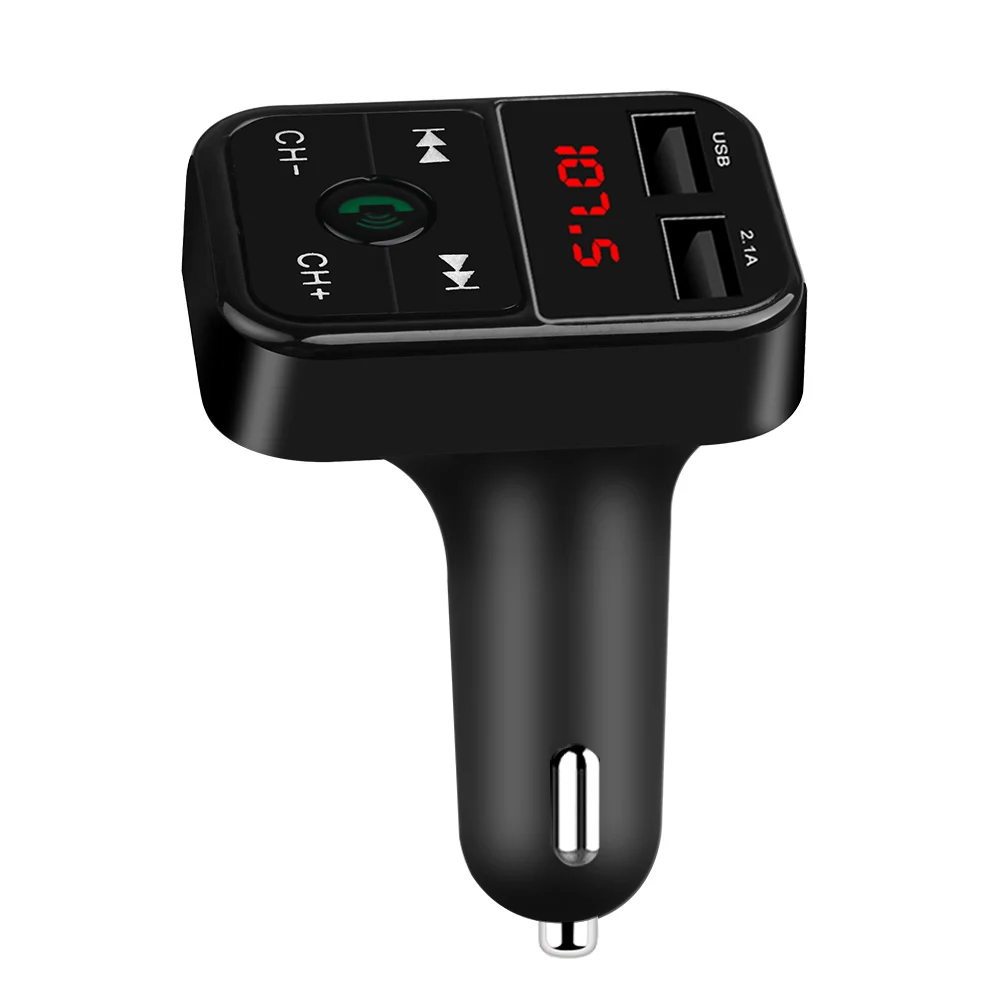 HandsFree Car Kit 2 USB Car charger adapter FM Transmitter Bluetooth FM Modulator MP3 Music Player phone Charger Mobile for all - Название цвета: Черный