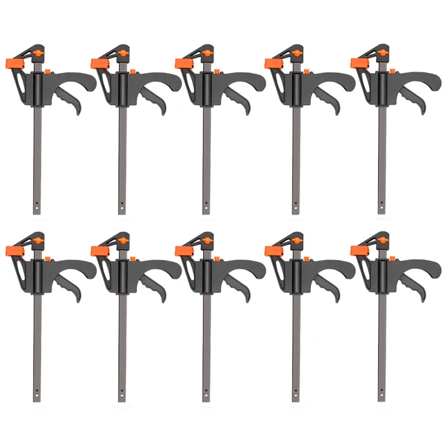 DTBD 4 Inch 2/3/4/5/10Pcs Woodworking Work Bar F Clamp Clip Set Hard Quick Ratchet Release DIY Carpentry Hand Tool Gadget 4Inch 10Pcs