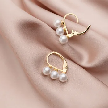 

925 Sterling Silver Shell Pearls Small Hoops Earrings Gold Color Plated Ear Ring Earings for Women Girls Fine Jewelry Gifts