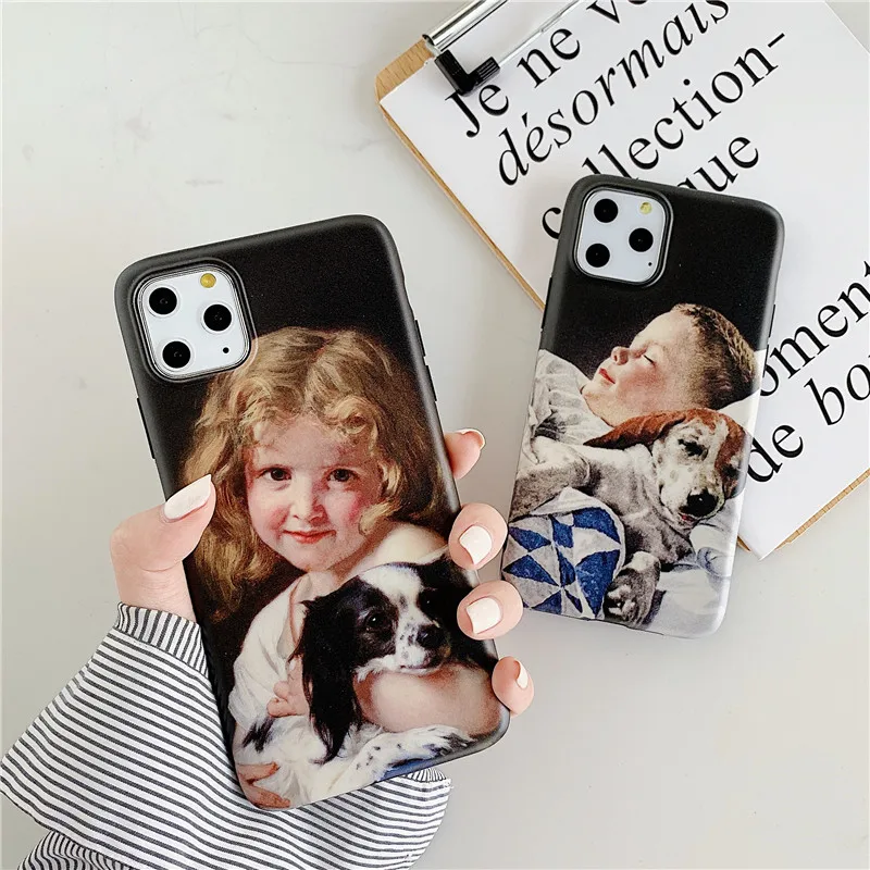 

Character Oil Painting Phone Case For iPhone 11 Pro Max 7 8 6 6s Plus Soft Silicone TPU Cases For iPhone XR X XS MAX IMD Covers