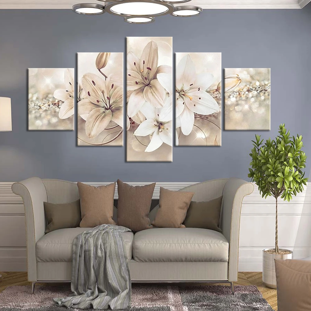 Artsailing HD Poster Print Canvas Painting Abstract Lily Flower Home Decor  Modern 5 Pieces Pictures Wall Art for Living Room|Painting & Calligraphy| -  AliExpress