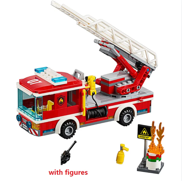 Escada de Fogo Blocos de Construção Brinquedos para Crianças Bela Caminhão Cidade Fogo Tijolos Modelo 239 Pçs Presentes Aniversário Natal 10828 60107 1 Brinquedos e hobbies