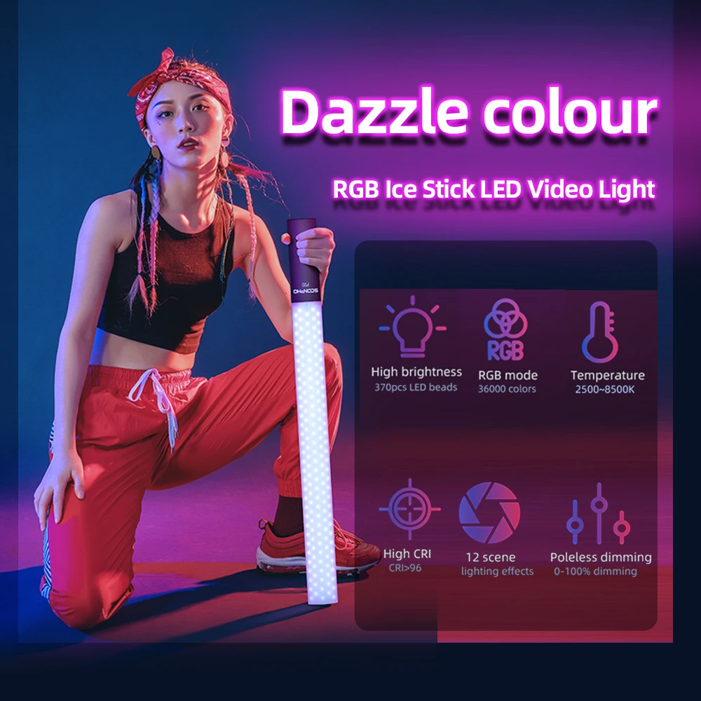 

soonpho P20 RGB Full Colors Stick LED Video Light Home Party Wedding photography light for make tik tok youtube Video VS YN360