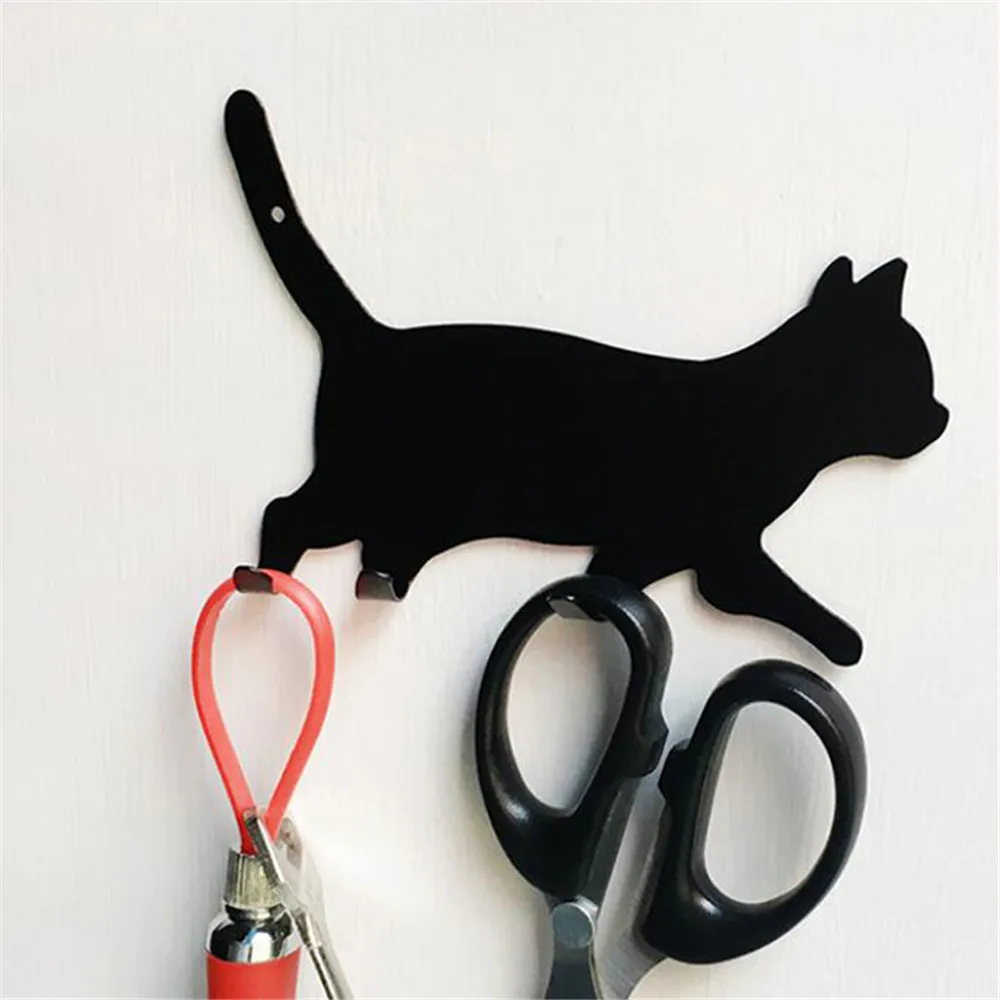 

Ellenmar Metal Cat Wall Door Hook Creative Walking Cat Backing Paste Seamless Hook Key Hanger Home Kitchen Decorative Holder