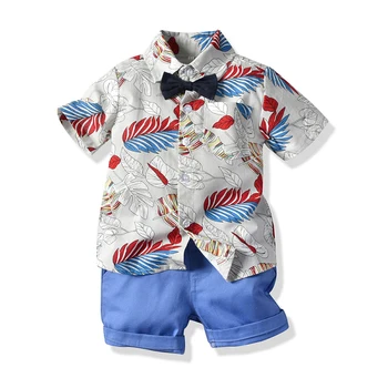 

Brand Fashion Baby Boys Clothing Set Summer Bow Tie Shirt 2pcs Sport Suit Set Toddler Kids Boy's Clothes Beach Casual Tracksuit