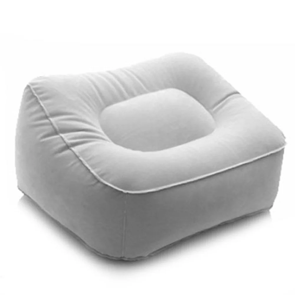 Durable Inflatable Foot Rest 2 Color Plane Flights Office Reduce DVT Risk Inflatable Foot Pillow Comfortable PVC Flocking Train