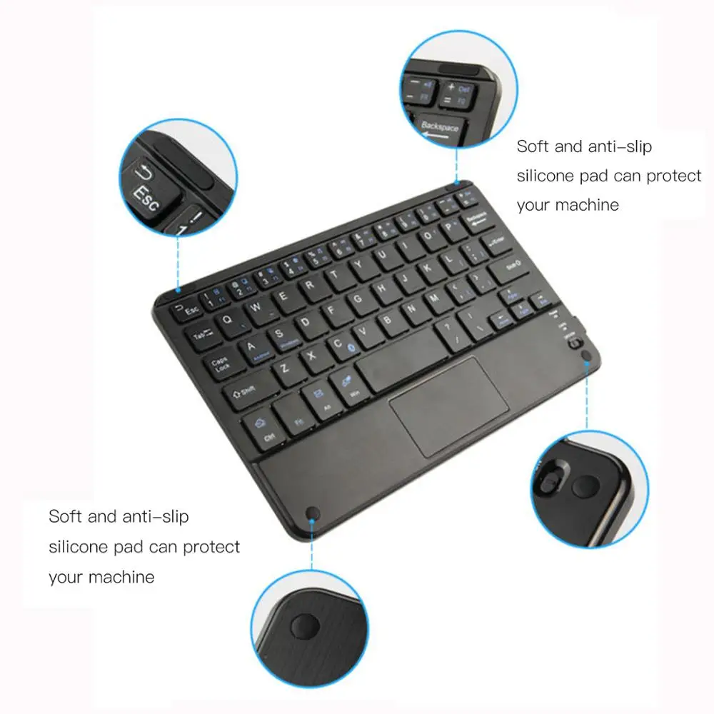 Mini teclado inalámbrico retroiluminado 2,4 GHz distancia de trabajo de 10  metros panel táctil inteligente para PC