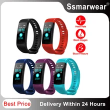 Estoque final y5 pulseira inteligente relógio bluetooth tela colorida freqüência cardíaca monitor de pressão arterial esporte fitness pedômetro