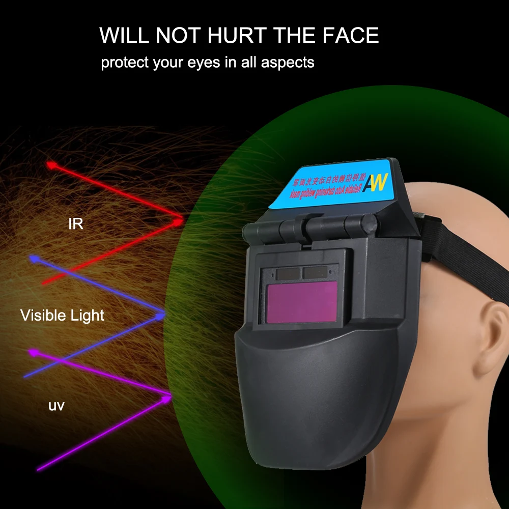 

New Adjustable Welding Helmet Auto Darkening Tig Mig Weld Welding Mask Lenses Solar Powered Cap For Soldering