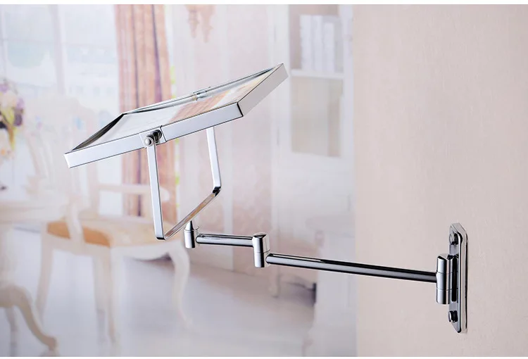 Настенное складное зеркало для ванной комнаты из алюминиевого сплава выдвижное двухстороннее зеркало 3X увеличительное зеркало для бритья зеркало