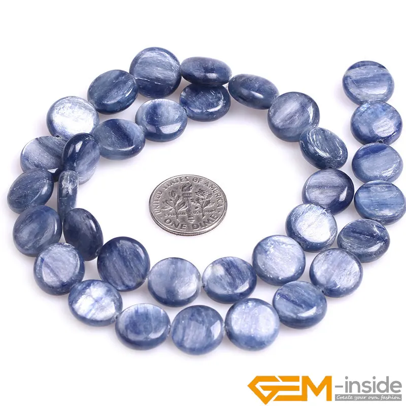 Натуральный Камень Синий Кианит бусины для изготовления ювелирных изделий прядь 15 дюймов Овальный квадратный камень "монета" бусины для браслета ожерелье DIY - Цвет: 12mm coin