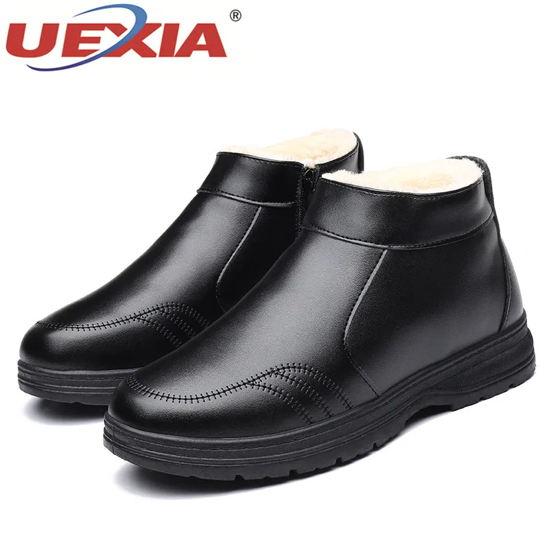 UEXIA мужские ботинки зимняя обувь Теплые ботильоны botas hombre Деловая одежда