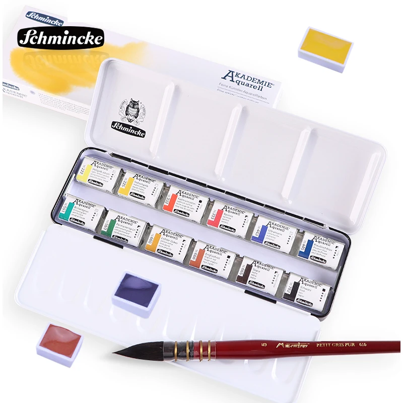 SCHMINCKE Akademie Special Limited Edition Tin, 24 Watercolors Travel Set -  NEW