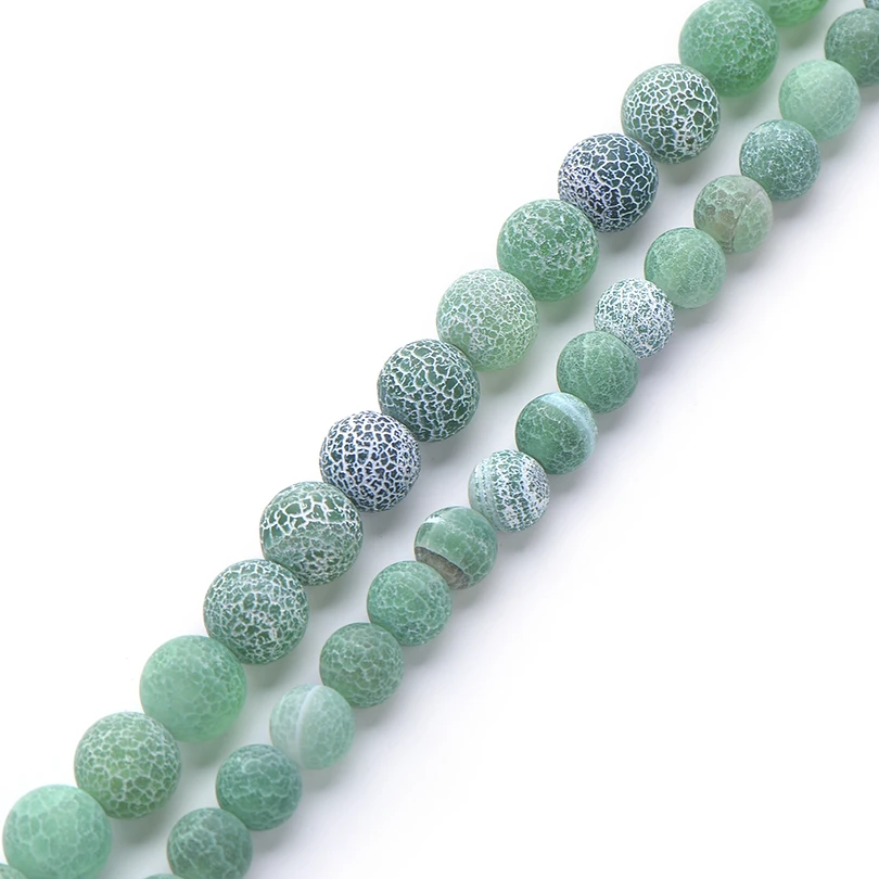 Matte Agate Green Круглые бусины из натурального камня, матовая лава, тигровый глаз, бирюза, черный оникс, бусины для браслета, ожерелья, ювелирных изделий, сделай сам - Цвет: Matte Agate Green