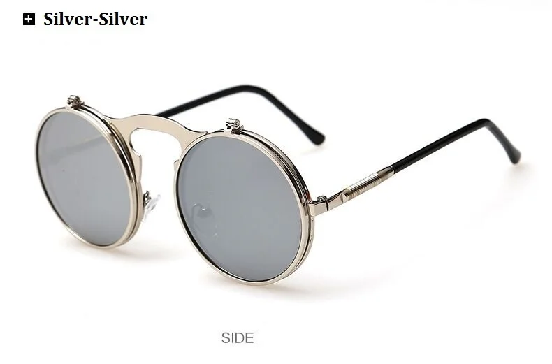 ray ban sunglasses women Retro Flip Round Sunglasses Men Women Metal Steampunk Style Sun Glasses Male Female Double Circular Clear Lens Eyeglasses fashion sunglasses