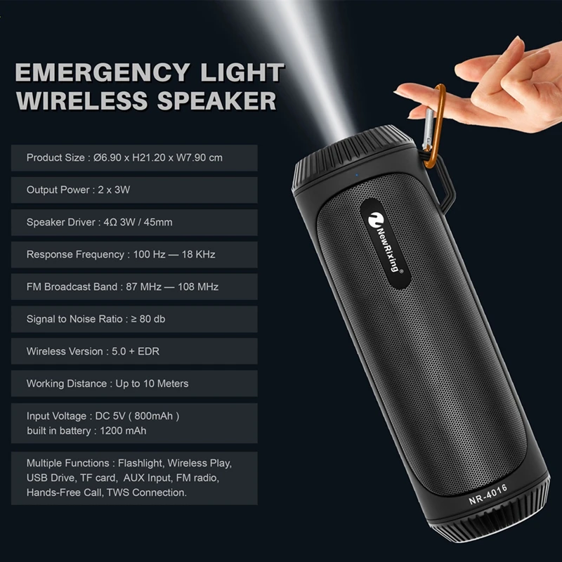 FFYY-Newrixing Nr-4016 Bluetooth динамик водонепроницаемый портативный открытый беспроводной мини Колонка коробка динамик черный пластик