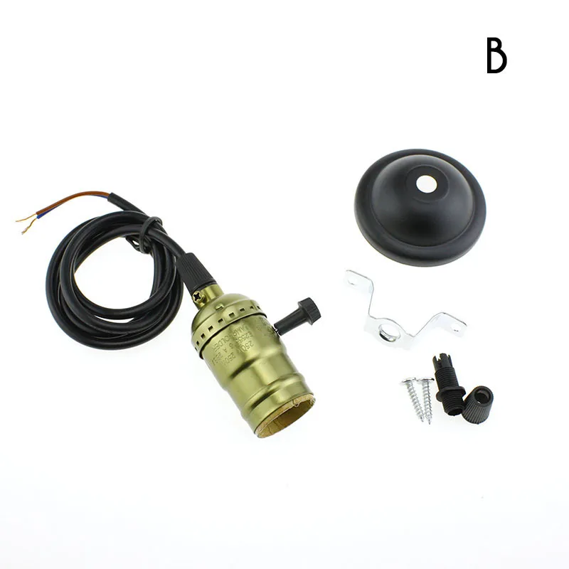 B Black Switch Base Промышленный стиль, винтажное украшение, лофт, сделай сам, E27, подвесной светильник, держатель для бара, кафе, ресторана, для помещений, с выключателем, подвесной светильник Эдисона - Цвет: B Black Switch Base