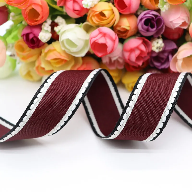 Stitch Ribbons 10 Yards 10MM/25MM/38MM Stitch Ribbons Colorful Edge Dotted Line Ribbon For Hair Bows DIY Crafts Handmade Accessories Y19041802