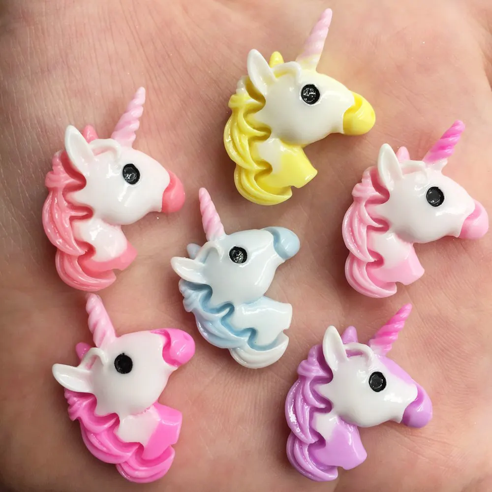 

Hand-painted Resin Mix Colorful Unicorn Flatback Cabochon stone scrapbook crafts diy jewelry making accessories supplies PF703*2