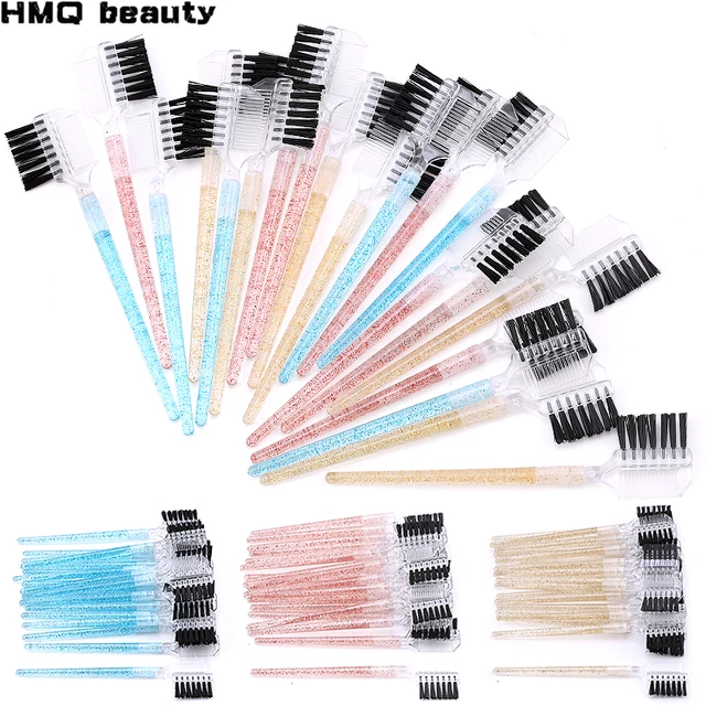 Peigne à cils 2 en 1 en cristal à double usage, brosse à sourcils, outil d'extension de cils, maquillage, accessoires cosmétiques, 20 pièces