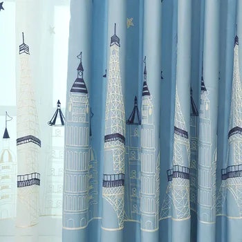 

Cretonne Recommended Curtains for Living Bedroom Hollowed Embroidered Curtains Blue Mediterranean Boy Children Cartoon
