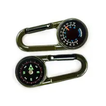 Alta qualidade Mini Compass + Termômetro + Gancho 3-em-1 Multifuncional Caminhadas Mosquetão de Metal Sensível guia