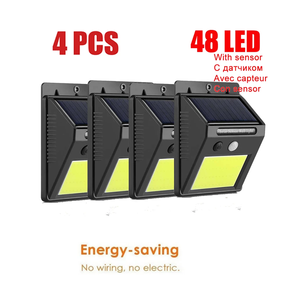 

1-4PCS LED Solar Light Human Infrared PIR Motion Sensor Wall Lamp Security Outdoor Lighting Waterproof Garden Lamp Pathway Light
