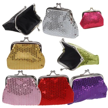 

Women's Sequins Coin Purse Buckle Mini Wallet(black)