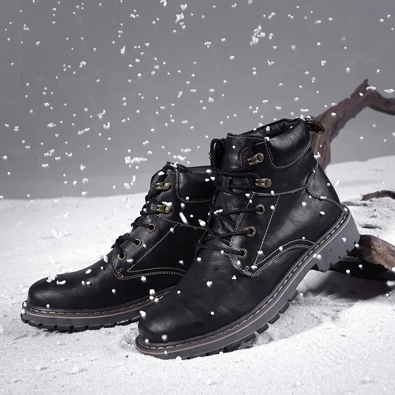 38-46 мужские зимние ботинки Нескользящие теплые удобные мужские зимние ботинки#0631