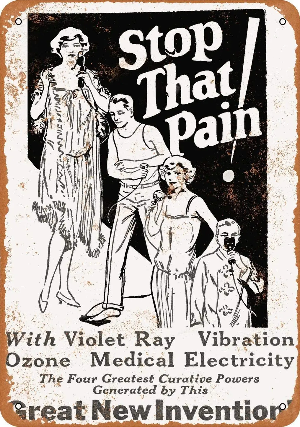 

1931 No Pain with Violet Ray Vintage Look Metal Sign Wall Sign 20x30 cm
