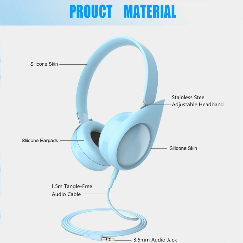 Cute Kids Headphone 85dB Volume Limited Hearing Protection Headset 3 5mm Wired Earphone For Mobile Phone Girls Birthday Gifts