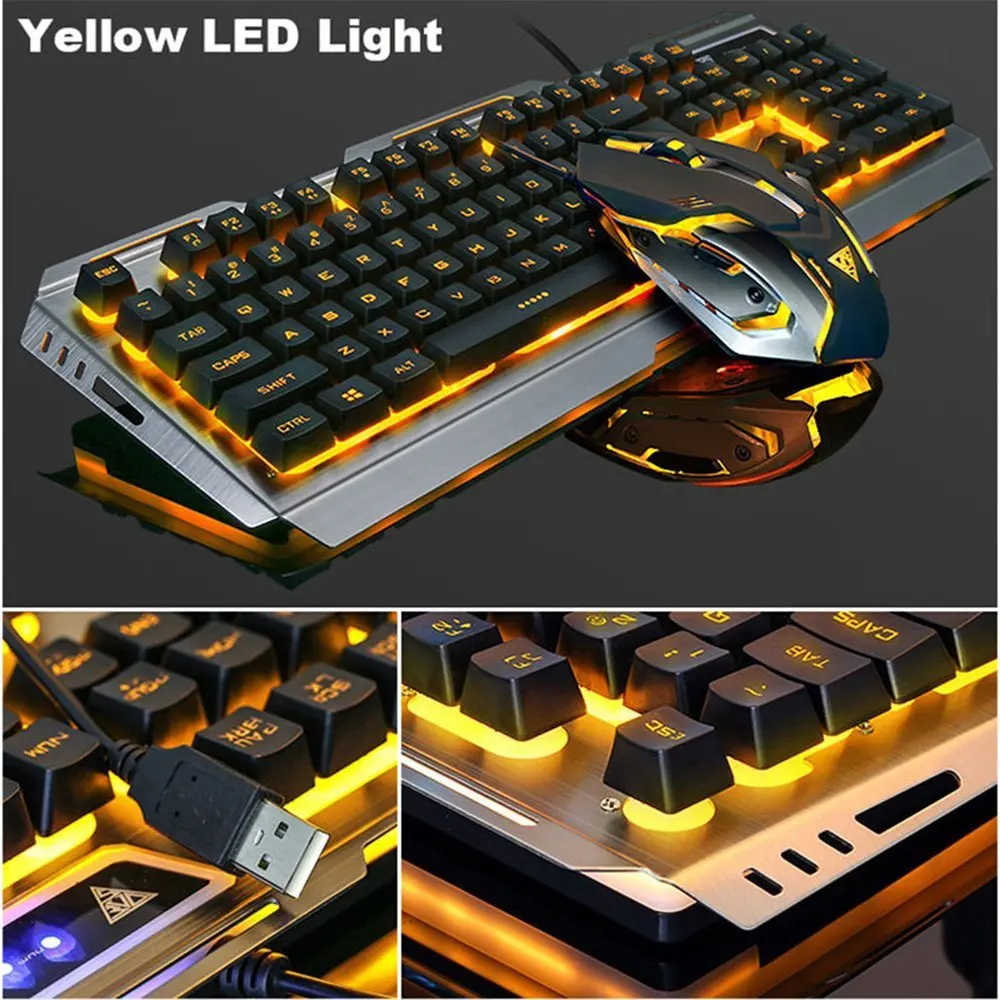 Cloudro Keyboard Mouse Set,2.4G Wireless Rechargeable LED Backlit USB Ergonomic Gaming Keyboard Mouse Sets White