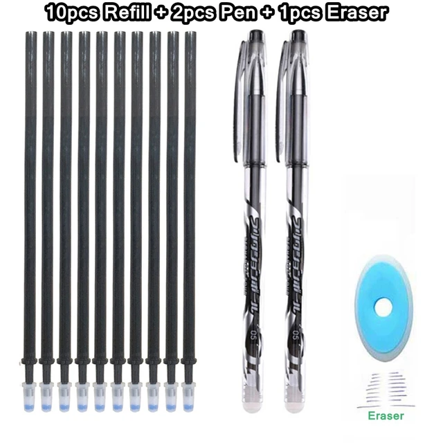 Erasable Pen Set Washable handle Blue Black Color Ink Writing Ballpoint Pens for School Office Stationery Supplies Exam Spare 13Pcs black-P