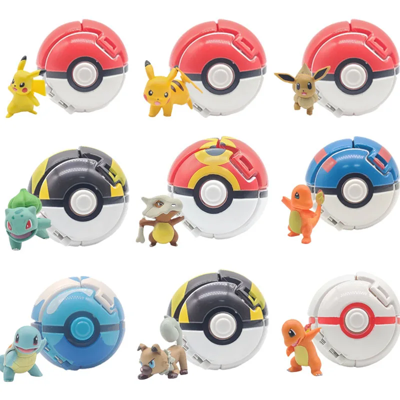 12 Stili Pokemon Elf Ball Anime Figure Pikachu Charmander Litten Rockruff Pokeball Pocket Monster Variant Toy Action Model Gift