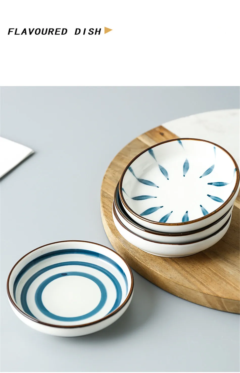 Kitchen Ceramic Dish Assorted Seasoning Mini Plate Dipping Sauce Vinegar Bowl Japanese Creative Tableware Home Dish Dinner Plate