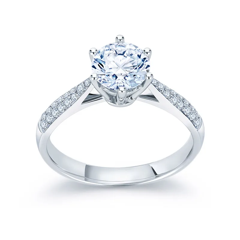Изготовленное на заказ 9K белое золото классическое Двухрядное сверло Moissanite кольцо лабораторное кольцо с бриллиантом украшения свадебное кольцо на головщину