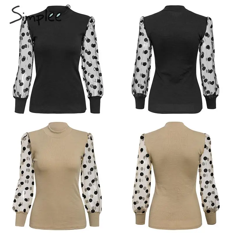 Elegant Puff Polka Dot Blouse Cheap OC0167