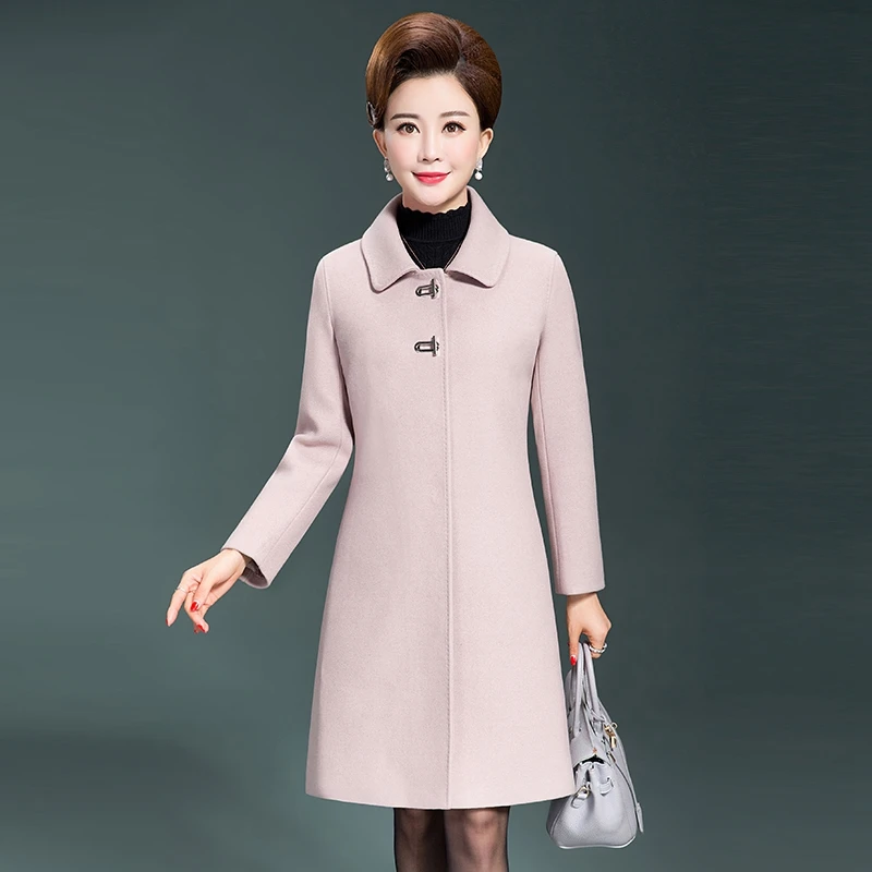 

High quality Long Wool coat women 2019 Autumn Winter New Plus size Long sleeve Woolen coat Fashion Ladies Outerwear Overcoat 5XL