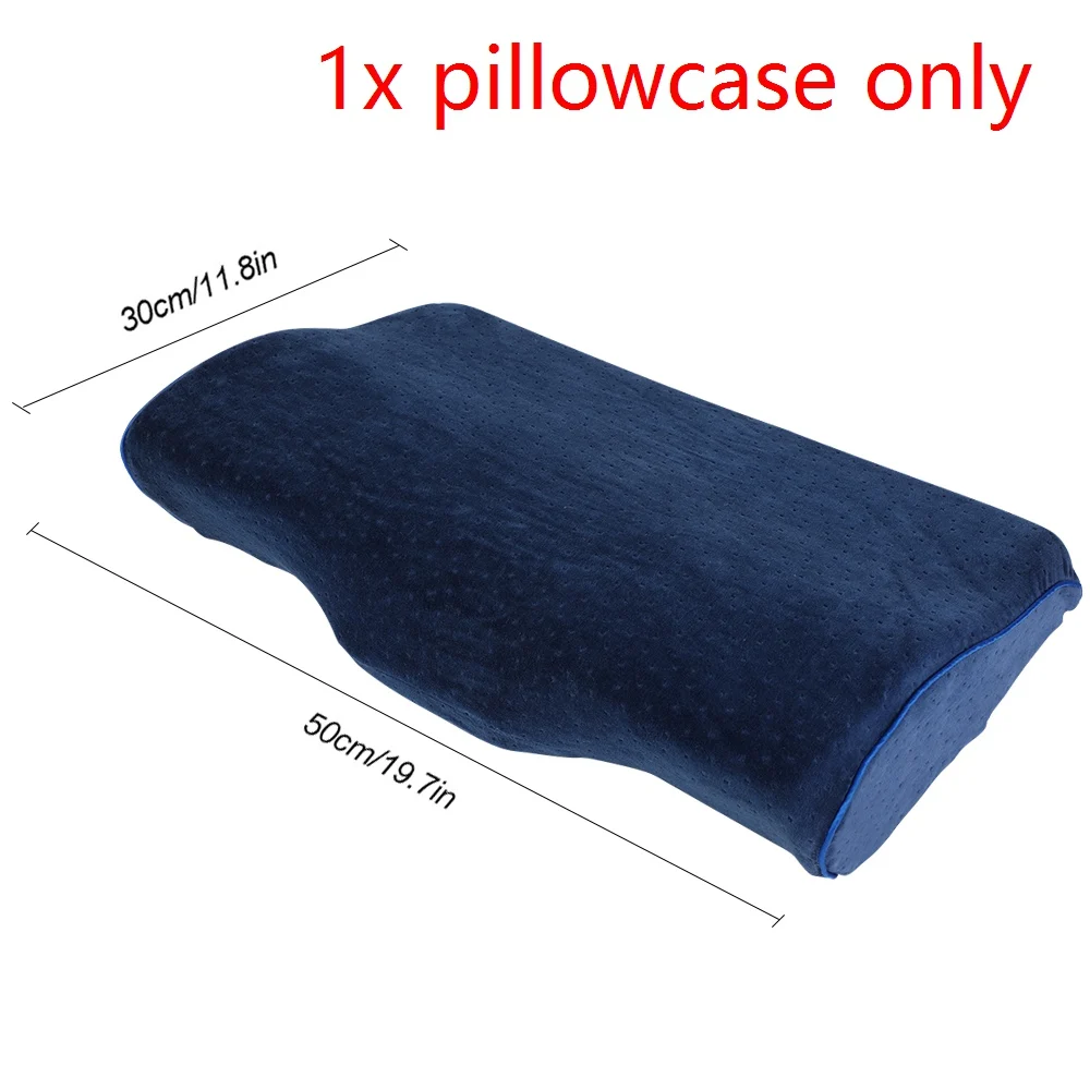 navy pillowcase Urijk подушка для кровати в форме бабочки, массажная подушка с эффектом памяти, Ортопедическая подушка для сна, облегчение боли в шее, шейка - Цвет: navy pillowcase