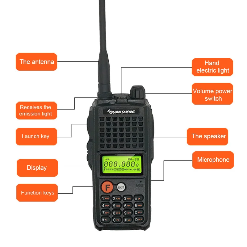 2 предмета в комплекте, QuanSheng, TG-K10AT 10 Вт иди и болтай Walkie Talkie “иди и 10 км радиостанция UHF 400-470MHz VHF дополнительный ремешок Любительское радио, Си-Би радиосвязь, рации Telsiz